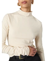 French Connection Cosysoft Knit Mock Neck Long Sleeve Fitted Top