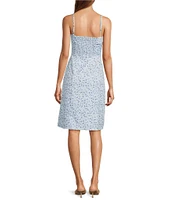 French Connection Echo Floral Print Straight Neck Sleeveless Crepe Dress