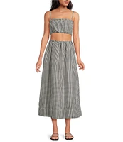 French Connection Gingham Elastic Bubble Ruched Midi Coordinating Skirt