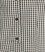 French Connection Gingham Round Neck Sleeveless Button Front Mini Dress