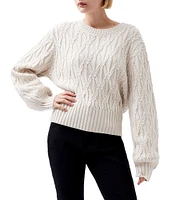 French Connection Layon Jini Cable Knit Crew Neck Long Sleeve Sweater