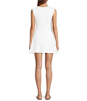 French Connection Lula Ponte Knit Square Neck Sleeveless Skater Mini Dress