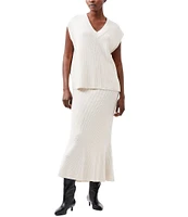 French Connection Nariko Ribbed Knit Pull On Maxi Skirt