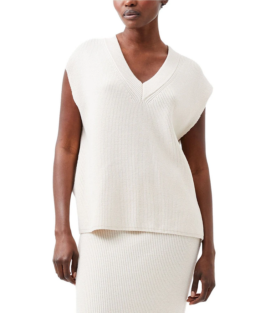 French Connection Nariko Ribbed Knit V Neck Sleeveless Vest Top