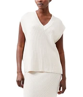 French Connection Nariko Ribbed Knit V Neck Sleeveless Vest Top