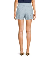 French Connection Rhodes Cotton Floral Embroidered High Rise Shorts