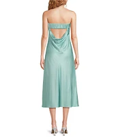 French Connection Satin Strapless Fit & Flare Midi Dress