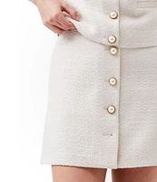 French Connection Structured Tweed Novelty Button Mini Skirt