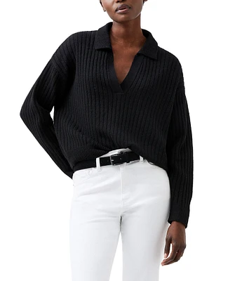 French Connection Vharie Point Collar Neck Long Sleeve Sweater