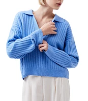 French Connection Vharie Point Collar Neck Long Sleeve Sweater