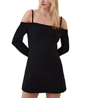 French Connection Whisper Off-The-Shoulder Long Sleeve Mini Dress