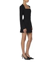 French Connection Whisper Square Neck Long Sleeve Mini Dress