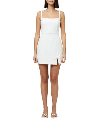 French Connection Whisper Square Neck Sleeveless Bow Slit Mini Dress