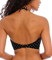 Freya Jewel Cove Dotted Print Sweetheart Neck Extended Bra Size Underwire Halter Bandeau Swim Top