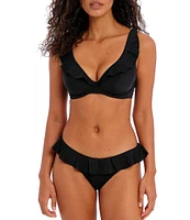 Freya Jewel Cove Hi-Apex Solid Plunge V-Neck Waterfall Edge Extended Bra Sizes Underwire Bikini Swim Top