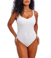 Freya Nomad Nights Crochet Scoop Neck High Leg Underwire Extended Bra Size One Piece Swimsuit