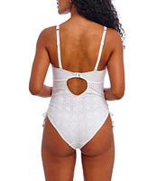 Freya Nomad Nights Crochet Scoop Neck High Leg Underwire Extended Bra Size One Piece Swimsuit