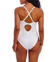 Freya Nomad Nights Crochet Scoop Neck High Leg Underwire Extended Bra Size One Piece Swimsuit