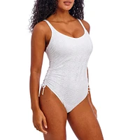 Freya Nomad Nights Crochet Scoop Neck High Leg Underwire Extended Bra Size One Piece Swimsuit
