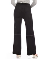 From Karen Kane Stretch Faux Suede Contrast Stitch Wide Leg Pants