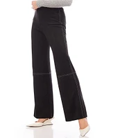 From Karen Kane Stretch Faux Suede Contrast Stitch Wide Leg Pants