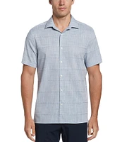 Perry Ellis Short Sleeve Solid Plaid Pattern Shirt