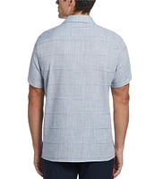Perry Ellis Short Sleeve Solid Plaid Pattern Shirt