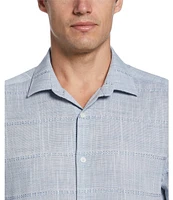 Perry Ellis Short Sleeve Solid Plaid Pattern Shirt