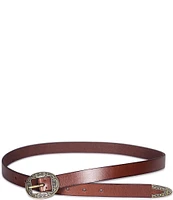 Frye 0.8#double; Logo Western Center Bar Leather Belt