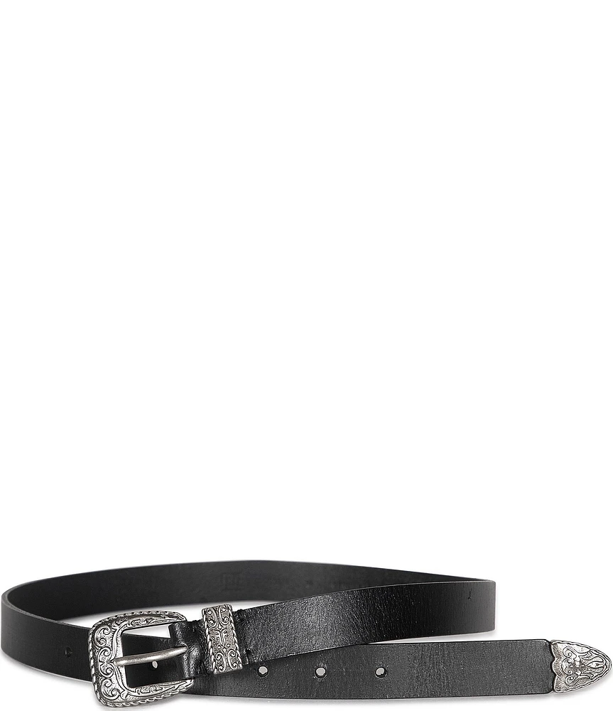 Frye 0.9#double; Logo Western Leather Belt