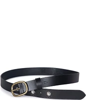 Frye 1.1#double; Embroidered Leather Belt