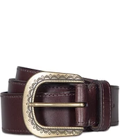 Frye 1.4#double; Engraved Bucket Leather Belt