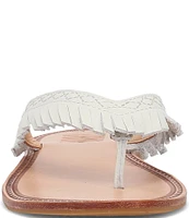 Frye Ava Leather Fringe Thong Sandals