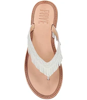 Frye Ava Leather Fringe Thong Sandals