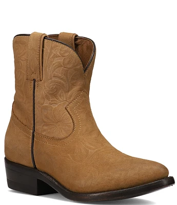 Frye Billy Short Floral Embossed Leather Western Booties