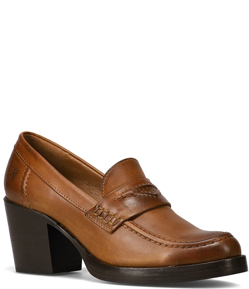 Frye Jean Leather Penny Loafer Pumps