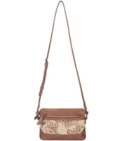 Frye Melissa Raffia Floral Wristlet Crossbody Bag