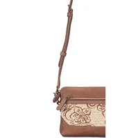 Frye Melissa Raffia Floral Wristlet Crossbody Bag