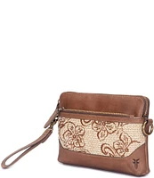 Frye Melissa Raffia Floral Wristlet Crossbody Bag
