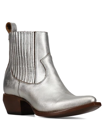 Frye Sacha Chelsea Metallic Leather Booties