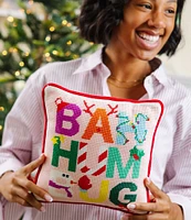 Furbish BAH HUMBUG Needlepoint Square Pillow