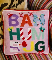 Furbish BAH HUMBUG Needlepoint Square Pillow