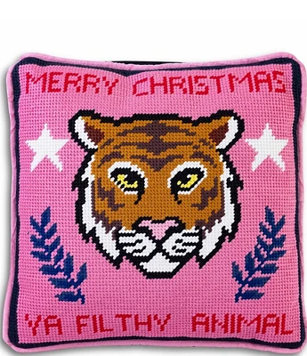 Furbish Filthy Animal Needlepoint Square Pillow