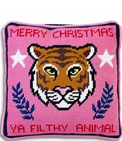 Furbish Filthy Animal Needlepoint Square Pillow