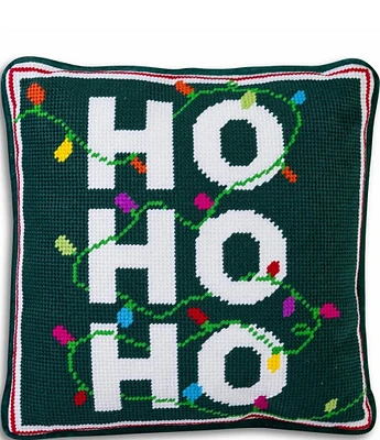 Furbish HO HO HO Needlepoint Square Pillow