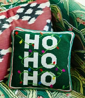 Furbish HO HO HO Needlepoint Square Pillow