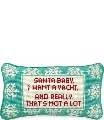 Furbish Santa I Want A Yacht Needlepoint Pillow