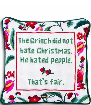 Furbish The Grinch Needlepoint Pillow