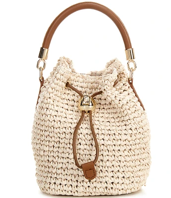 Furla Mionido Raffia Drawstring Mini Bucket Bag