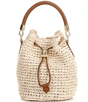 Furla Mionido Raffia Drawstring Mini Bucket Bag